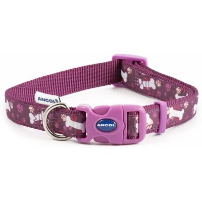 Obroża nylonowa Ancol fioletowa kość i łapa - 20-30cm Obroża nylonowa Ancol fioletowa kość i łapa - 20-30cm