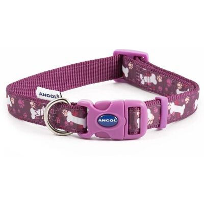 Collier pour chien Ancol - Os et Patte, Réglable en nylon, Violet 30-50cm Collier pour chien Ancol - Os et Patte, Réglable en nylon, Violet 30-50cm