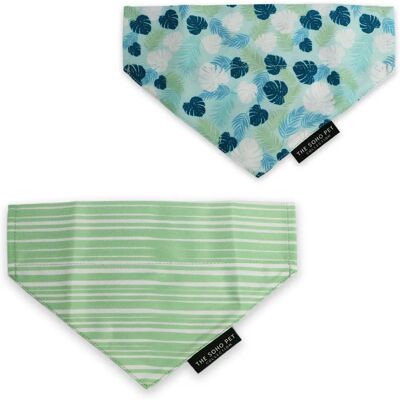 Ancol Dog Bandana - Stripe Leaf Patterned - Pack of 2 Ancol Dog Bandana - Stripe Leaf Patterned - Pack of 2