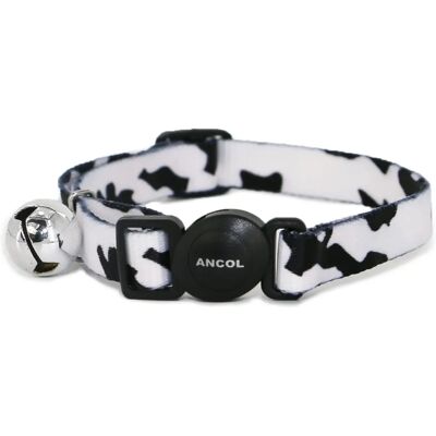 Collier pour Chat à Boucle de Sécurité Camouflage Noir et Blanc - 30-35cm Collier pour Chat à Boucle de Sécurité Camouflage Noir et Blanc - 30-35cm
