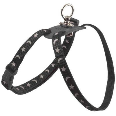 Ensemble harnais et laisse pour chat Ancol Lune et Étoiles Noire Ensemble harnais et laisse pour chat Ancol Lune et Étoiles Noire