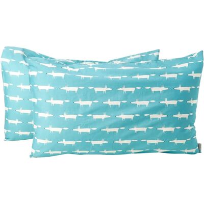 Scion Mr Fox Cotton Teal Pillowcase Pair - Pillowcase Scion Mr Fox Cotton Teal Pillowcase Pair - Pillowcase