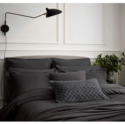 Bedeck of Belfast Linens Mansa Charcoal Cotton/Satin Duvet Cover Bedeck of Belfast Linens Mansa Charcoal Cotton/Satin Duvet Cover