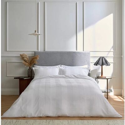 Bedeck of Belfast Fine Linens Serra Dobby Stripe King Size Cover Set - White Bedeck of Belfast Fine Linens Serra Dobby Stripe King Size Cover Set - White