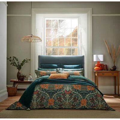 Morris & Co Honeysuckle and Tulip Super King Size Duvet Cover Set Mulberry and Teal - Duvet Cover Set Morris & Co Honeysuckle and Tulip Super King Size Duvet Cover Set Mulberry and Teal - Duvet Cover Set