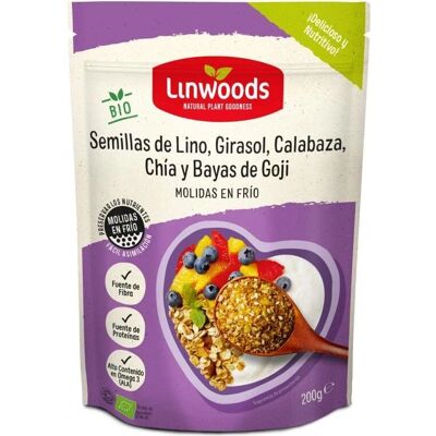 Mistura orgânica de sementes de linha, girassol, abóbora, chia e bagas de goji Mistura orgânica de sementes de linha, girassol, abóbora, chia e bagas de goji