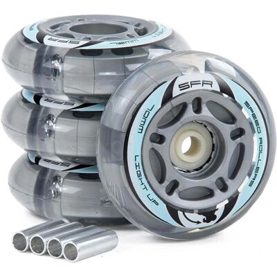 SFR Skates Ljusande inlinehjul - 4 stycken, silver, 64mm SFR Skates Ljusande inlinehjul - 4 stycken, silver, 64mm