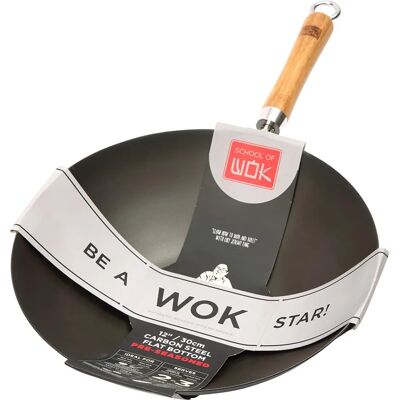 School of Wok 12/30cm - Flat Bunn Forbehandlet Wok School of Wok 12/30cm - Flat Bunn Forbehandlet Wok