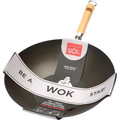 School of Wok - 13/33cm Round Bottom Pre-Seasoned Wok School of Wok - 13/33cm Round Bottom Pre-Seasoned Wok