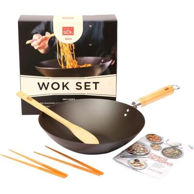 School of Wok Carbon Steel Pre-Seasoned 30cm Wok - Kitchen Set School of Wok Carbon Steel Pre-Seasoned 30cm Wok - Kitchen Set