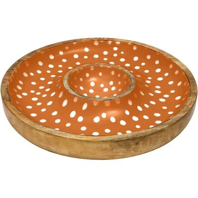 Dexam Sintra Mango Wood Spotted Chip & Dip Bowl - Ochre Dexam Sintra Mango Wood Spotted Chip & Dip Bowl - Ochre