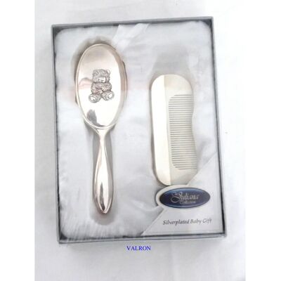 Widdop and Co. - Silverplated Baby Brush & Comb - Teddy Design - Silverplated - Baby Brush & Comb Widdop and Co. - Silverplated Baby Brush & Comb - Teddy Design - Silverplated - Baby Brush & Comb