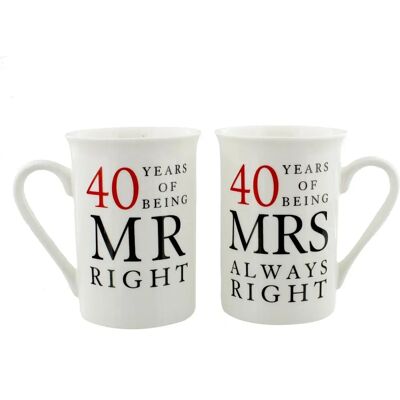 Widdop 40th Ruby Wedding Anniversary Mugs Gift Set Widdop 40th Ruby Wedding Anniversary Mugs Gift Set