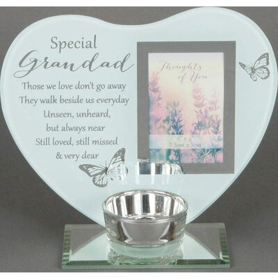 WIDDOP and Co. Grandad Thoughts of You Glass Photo Frame Memorial Tea Light Candle Holder WIDDOP and Co. Grandad Thoughts of You Glass Photo Frame Memorial Tea Light Candle Holder