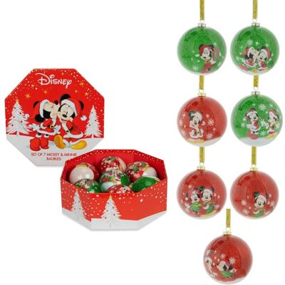 Widdop Mickey & Minnie Christmas Baubles - Set of 7 Widdop Mickey & Minnie Christmas Baubles - Set of 7