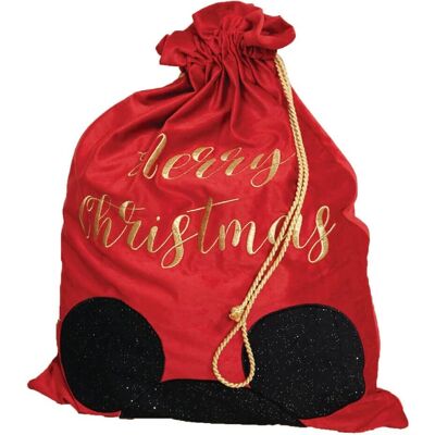 WIDDOP and Co. Sac Cadeau de Velours Rouge Mickey de Noël - Publicité WIDDOP and Co. Sac Cadeau de Velours Rouge Mickey de Noël - Publicité