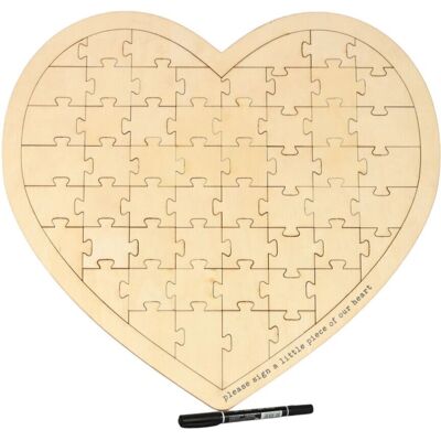 WIDDOP and Co. Widdop Love Story Heart Wooden 56 Piece Puzzle Guest Book WIDDOP and Co. Widdop Love Story Heart Wooden 56 Piece Puzzle Guest Book