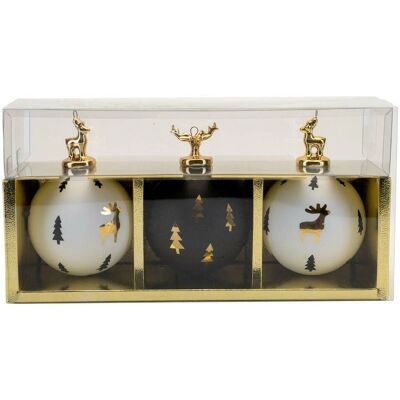 Widdop and Co. - Widdop 3 x Glass Reindeer - Black & White - Reindeer - Bauble Widdop and Co. - Widdop 3 x Glass Reindeer - Black & White - Reindeer - Bauble