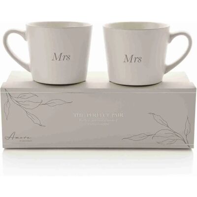 WIDDOP and Co. Amore Engagement Wedding Set of 2 Stoneware Tea Coffee Mugs Mrs & Mrs WIDDOP and Co. Amore Engagement Wedding Set of 2 Stoneware Tea Coffee Mugs Mrs & Mrs
