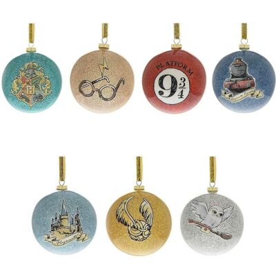 Widdop Harry Potter Set of 7 Glitter Charm Christmas Tree Baubles - Christmas Baubles Widdop Harry Potter Set of 7 Glitter Charm Christmas Tree Baubles - Christmas Baubles