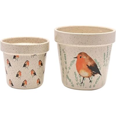 Widdop & Co Robin Ceramic Plant Pots - Set of 2 - Indoor Use Widdop & Co Robin Ceramic Plant Pots - Set of 2 - Indoor Use