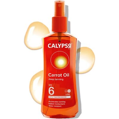 Spray d'Huile de Carotte Calypso SPF6 - Bronzage Profond - Publicité Spray d'Huile de Carotte Calypso SPF6 - Bronzage Profond - Publicité