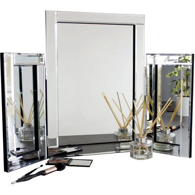 Garden Mile Large Glass Mirror Dressing Table - Tri-Fold Vanity Stand Garden Mile Large Glass Mirror Dressing Table - Tri-Fold Vanity Stand