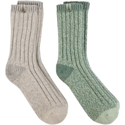 Totes Wool Blend Thermal Socks - Grey/Sage Totes Wool Blend Thermal Socks - Grey/Sage