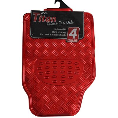 Ensemble de tapis auto Titan - Caoutchouc, 4 pièces, Rouge Ensemble de tapis auto Titan - Caoutchouc, 4 pièces, Rouge