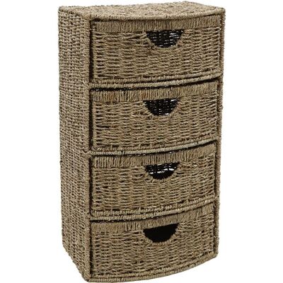 JVL - Seagrass - Natural - 4 Drawer - Storage Tower JVL - Seagrass - Natural - 4 Drawer - Storage Tower