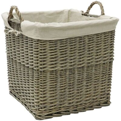 Jvl Willow Log Basket - Heavy Duty, Natural Liner - Antique Wash Jvl Willow Log Basket - Heavy Duty, Natural Liner - Antique Wash