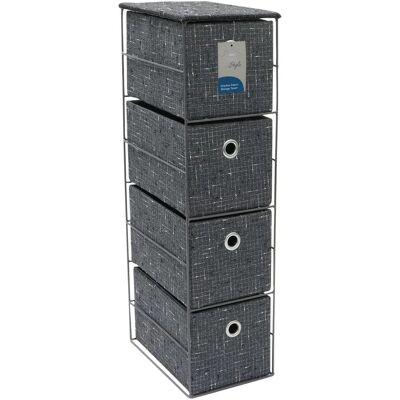 JVL Shadow 4 Drawer Narrow Fabric Storage Tower - Storage Tower JVL Shadow 4 Drawer Narrow Fabric Storage Tower - Storage Tower