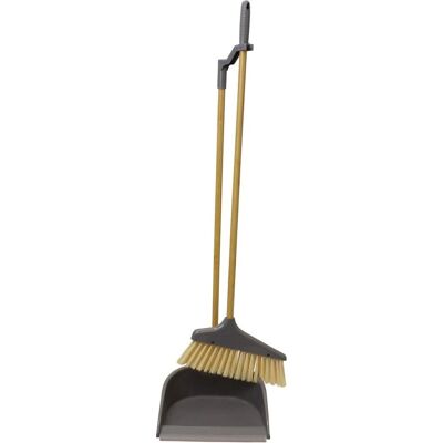 JVL Store JVL Bamboo Long Handle Dustpan and Bristle Brush Set - Cleaning Set JVL Store JVL Bamboo Long Handle Dustpan and Bristle Brush Set - Cleaning Set