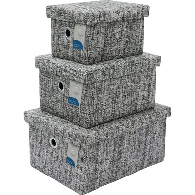 JVL Urban Set of 3 Storage Baskets - Medium Grey - Storage Baskets JVL Urban Set of 3 Storage Baskets - Medium Grey - Storage Baskets