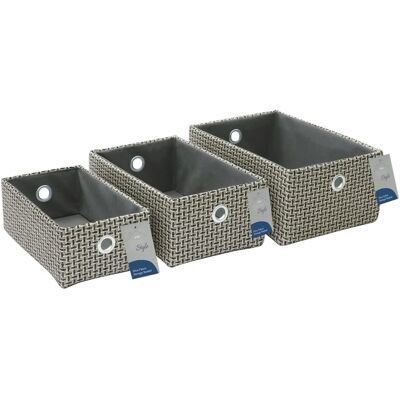 JVL Silva Rectangular Grey Fabric Storage Baskets Set of 3 JVL Silva Rectangular Grey Fabric Storage Baskets Set of 3
