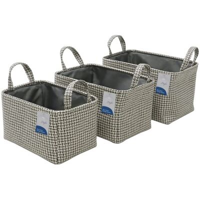 JVL - Silva - Grey - Set of 3 - Storage Basket JVL - Silva - Grey - Set of 3 - Storage Basket