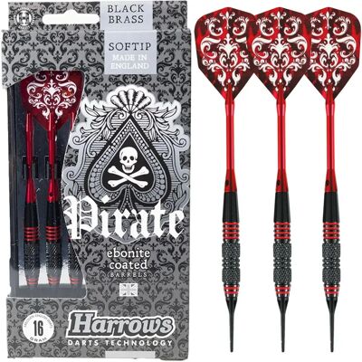 Harrows Pirate Black Brass Softtip - 3 šipky, 16g/18g Harrows Pirate Black Brass Softtip - 3 šipky, 16g/18g