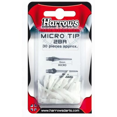 Harrows Micro Darts Spitzen - 2BA, Weiß, 18,3mm, 30 Stück Harrows Micro Darts Spitzen - 2BA, Weiß, 18,3mm, 30 Stück