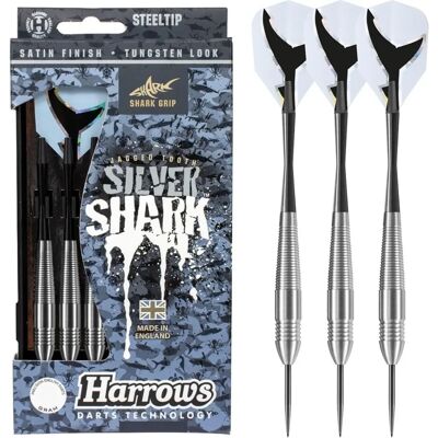 Harrows Silver Shark 22g tungsten look stalen puntpijlen - Pijlen Harrows Silver Shark 22g tungsten look stalen puntpijlen - Pijlen