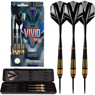Harrows Vivid Brass Black Dartpijlen - 25 Gramm - Darts Harrows Vivid Brass Black Dartpijlen - 25 Gramm - Darts