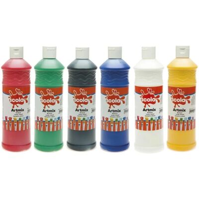 Scola Artmix 6 x 600ml Non Toxic Washable Paint - Coloured Scola Artmix 6 x 600ml Non Toxic Washable Paint - Coloured