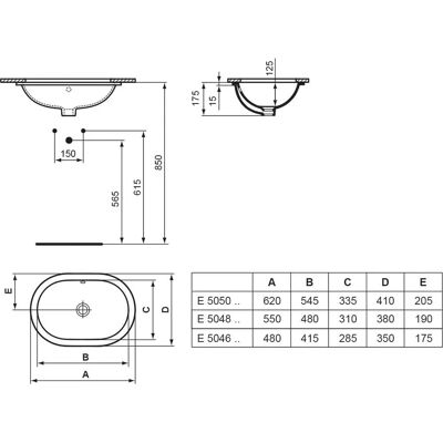 Ideal Standard Connect Wandwaschbecken - Ovale Form Ideal Standard Connect Wandwaschbecken - Ovale Form