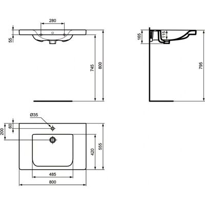 Ideal Standard Connect Freedom Waschtisch - Barrierefreier Wandwaschbecken Ideal Standard Connect Freedom Waschtisch - Barrierefreier Wandwaschbecken