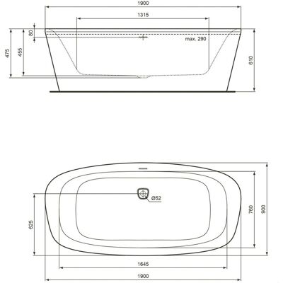 Ideal Standard - Dea Freistehende Badewanne - 190x90 cm Weiß Ideal Standard - Dea Freistehende Badewanne - 190x90 cm Weiß