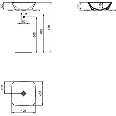 Lavoar pătrat Ideal Standard - Connect Air - 40x40 cm, Alb Lavoar pătrat Ideal Standard - Connect Air - 40x40 cm, Alb