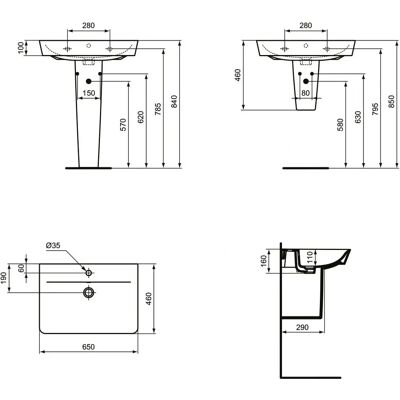 Ideal Standard Connect Air Waschbecken Weiß mit Hahnloch & Überlauf Ideal Standard Connect Air Waschbecken Weiß mit Hahnloch & Überlauf