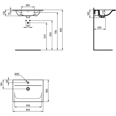 Lavoar Connect Air de la Ideal Standard - 640mm - Alb Lavoar Connect Air de la Ideal Standard - 640mm - Alb