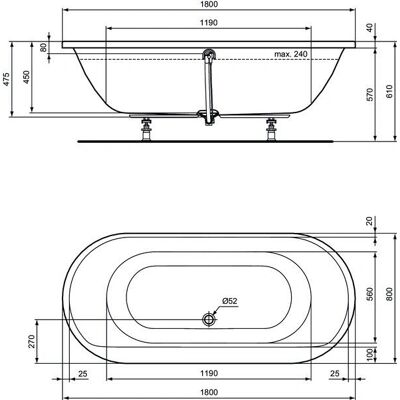 Ideal Standard E106801 - Connect Air Oval Badewanne - Weiß Ideal Standard E106801 - Connect Air Oval Badewanne - Weiß