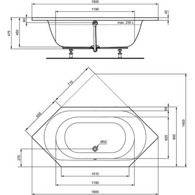 Ideal Standard E106901 Sechseckbadewanne - Bad Ideal Standard E106901 Sechseckbadewanne - Bad