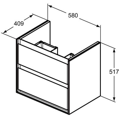 Dulap pentru lavoar Ideal Standard E1605B2 - 2 sertare, 580mm, alb lucios/mat Dulap pentru lavoar Ideal Standard E1605B2 - 2 sertare, 580mm, alb lucios/mat